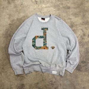 Vintage Diamond Supply Co. Camo Logo Heather Grey Crewneck Sweatshirt L